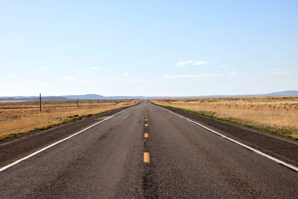 Empty stretch of road leading towards the horizon where the goal is found.