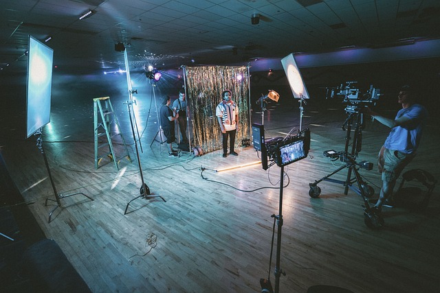 Picture of a studio during a video shoot.