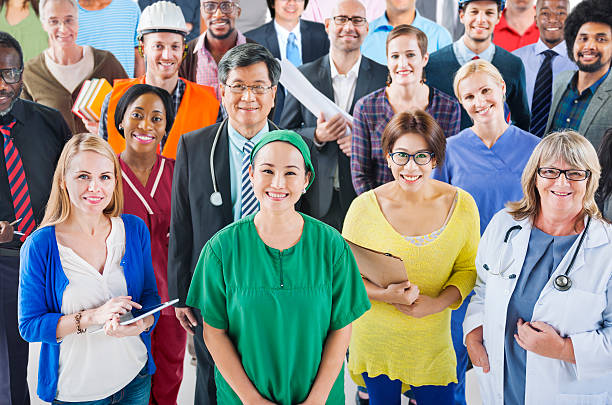 Group picture of employees from different companies.